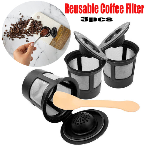 Reusable Coffee Filter Pods — 3pc Set + Spoon, Keurig Compatible