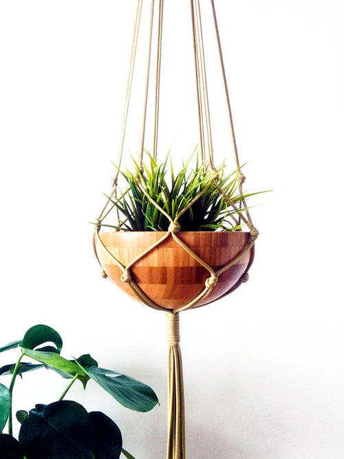 Handcrafted Macrame Plant Hanger — Natural Cotton Rope