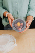 Reusable silicone stretch lids set covering bowls